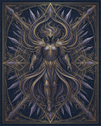 Midnight Navy Gold Abstract Warrior Rug - cutout