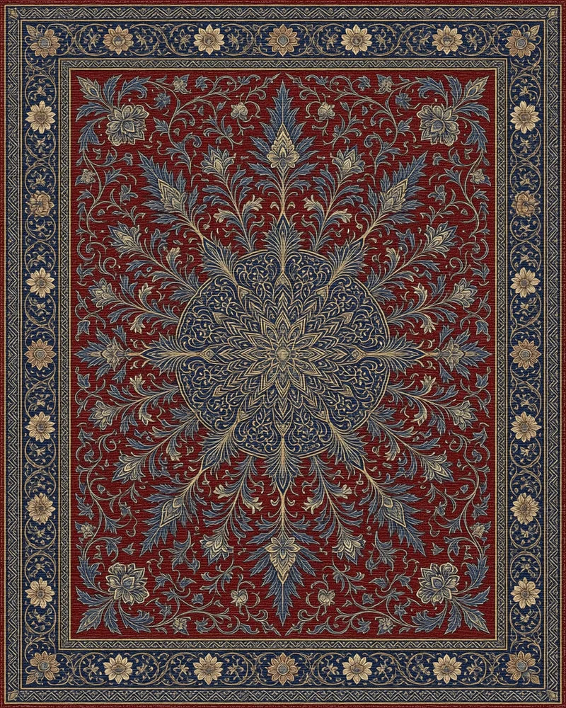 Red Indigo Gold Rug - cutout
