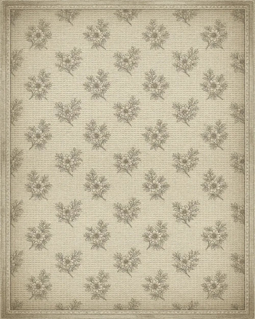 Beige Floral Vintage Rug - cutout