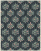 Sage and Charcoal Geometric Hexagon Rug - cutout