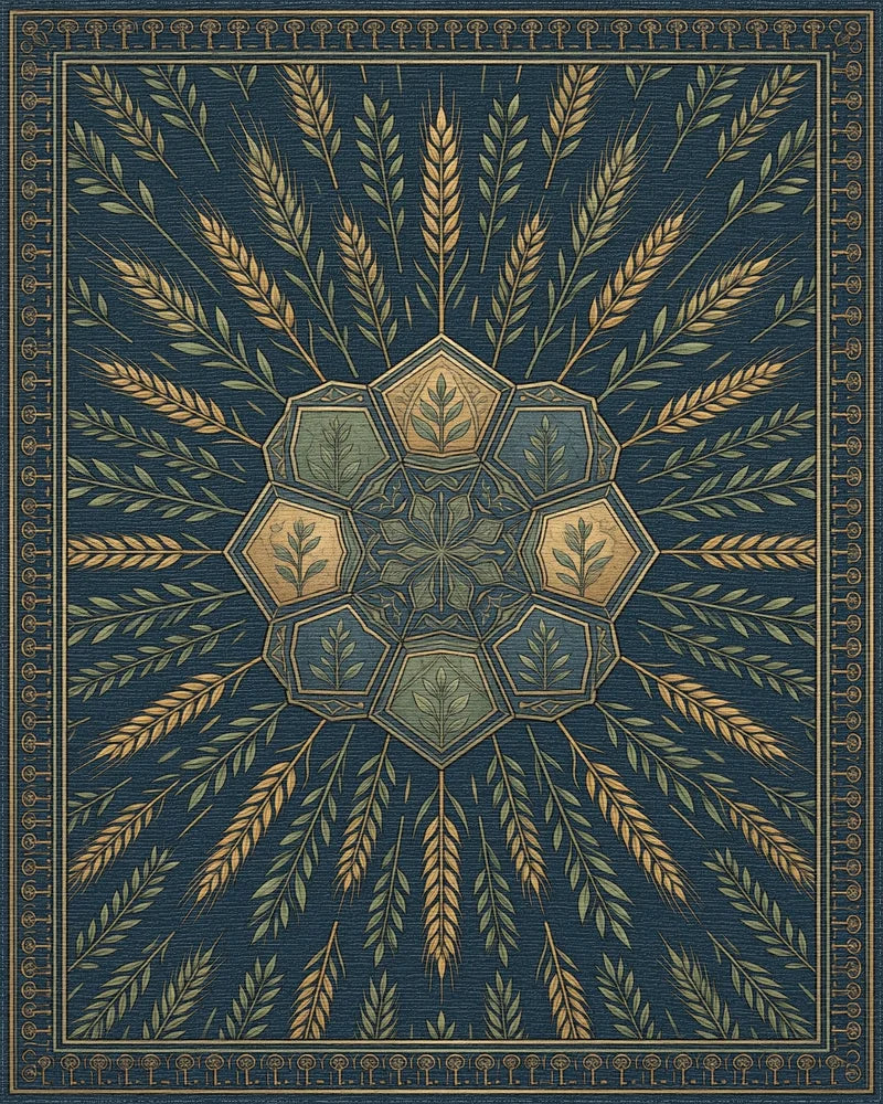 Slate Blue Geometric Hexagon Rug - cutout