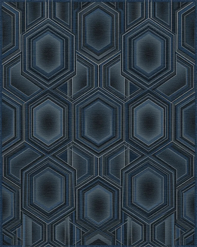 Midnight Geometric Hexagon Area Rug - cutout