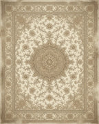 Distressed Terracotta Medallion Beige Rug - cutout