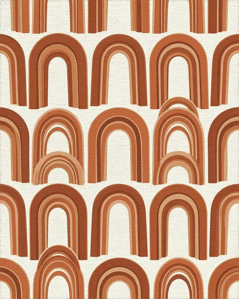 Terracotta Abstract Arch Boho Rug - cutout