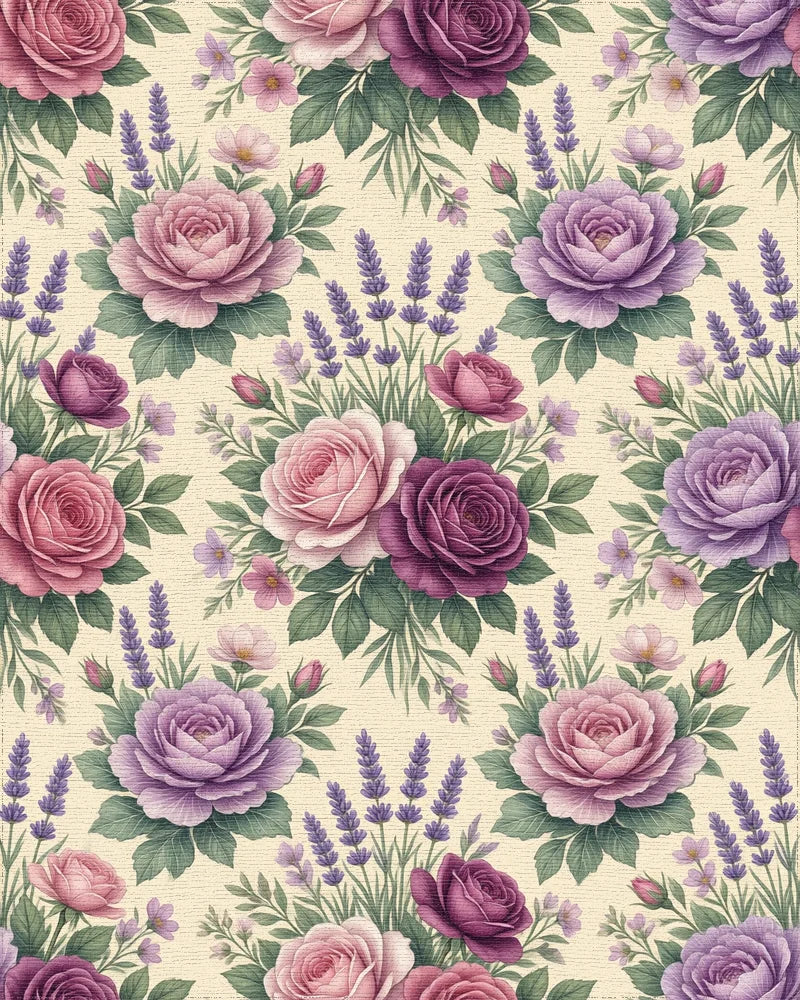 Floral Lavender White Rug - cutout