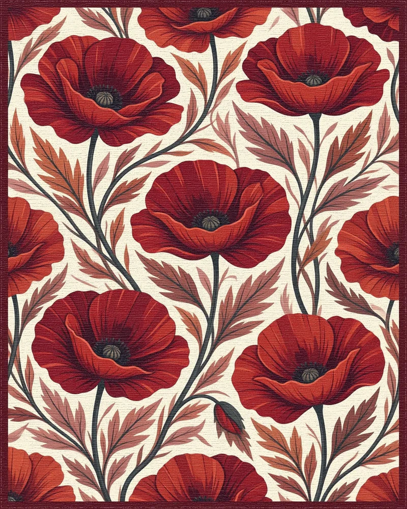 Crimson Red White Rug - cutout