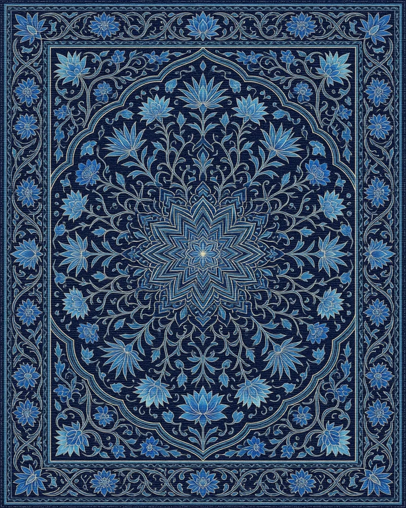 Persian Blue Geometric Rug - cutout