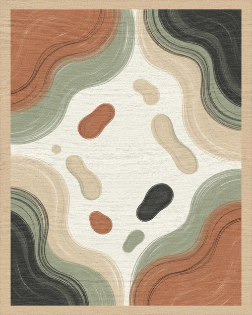 Beige Green Abstract Rug - cutout