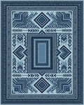 Symmetrical Indigo Geometric Folk Art Rug - cutout