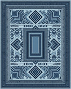 Symmetrical Indigo Geometric Folk Art Rug - cutout