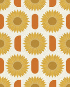 Minimalist Golden Sunflower Floral Rug - cutout