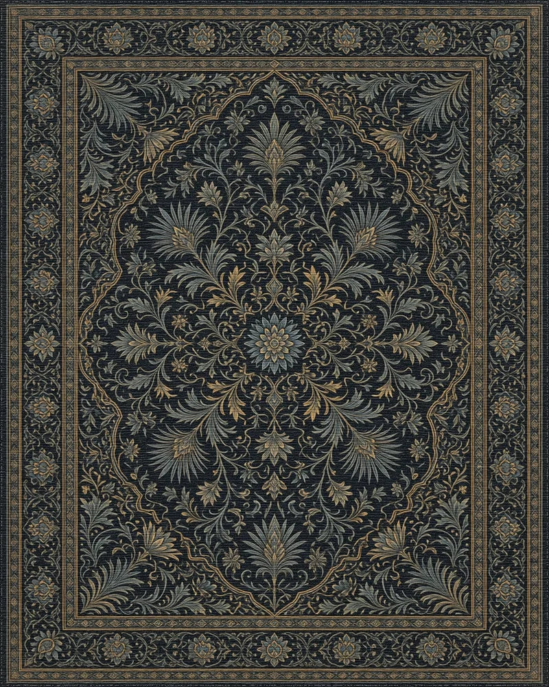 Blue Gold Traditional Rug - cutout
