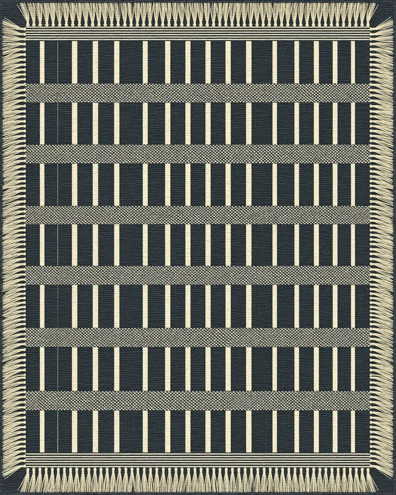 Gray White Cream Rug - cutout