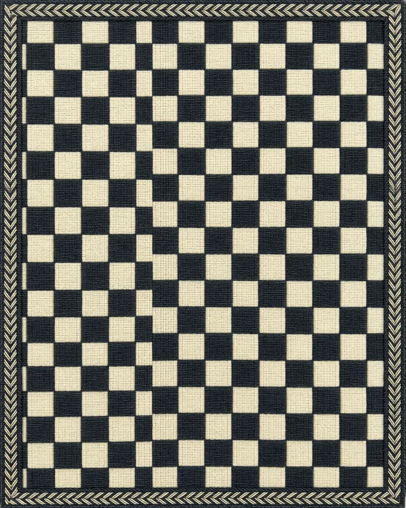 Gray Cream Geometric Rug - cutout