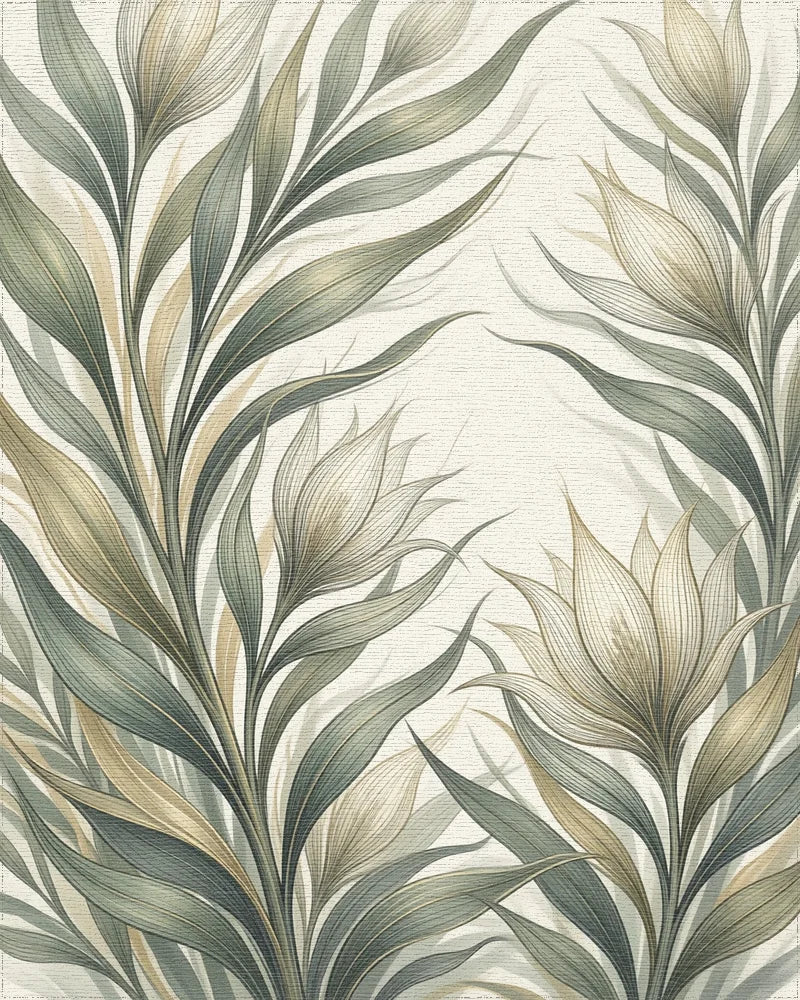 Champagne Sage Fluid Botanical Rug - cutout