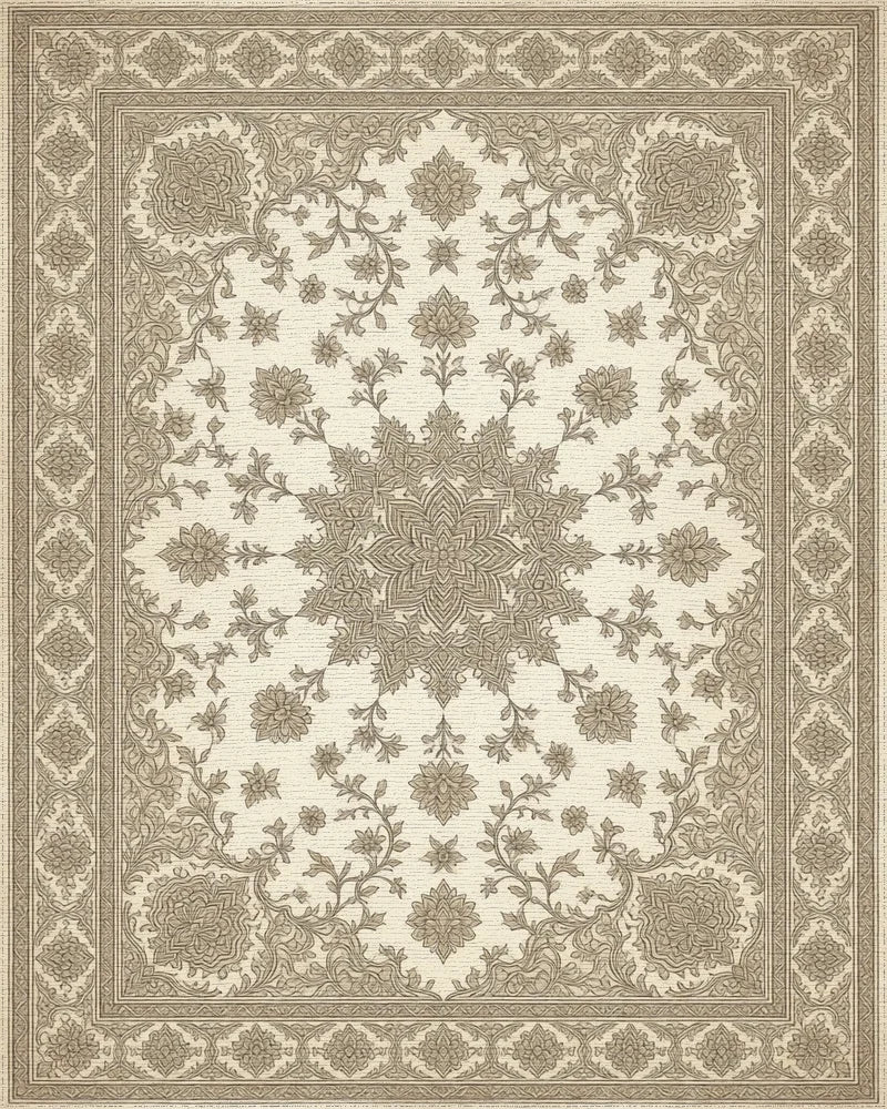 Cream Brown Traditional Rug - cutout