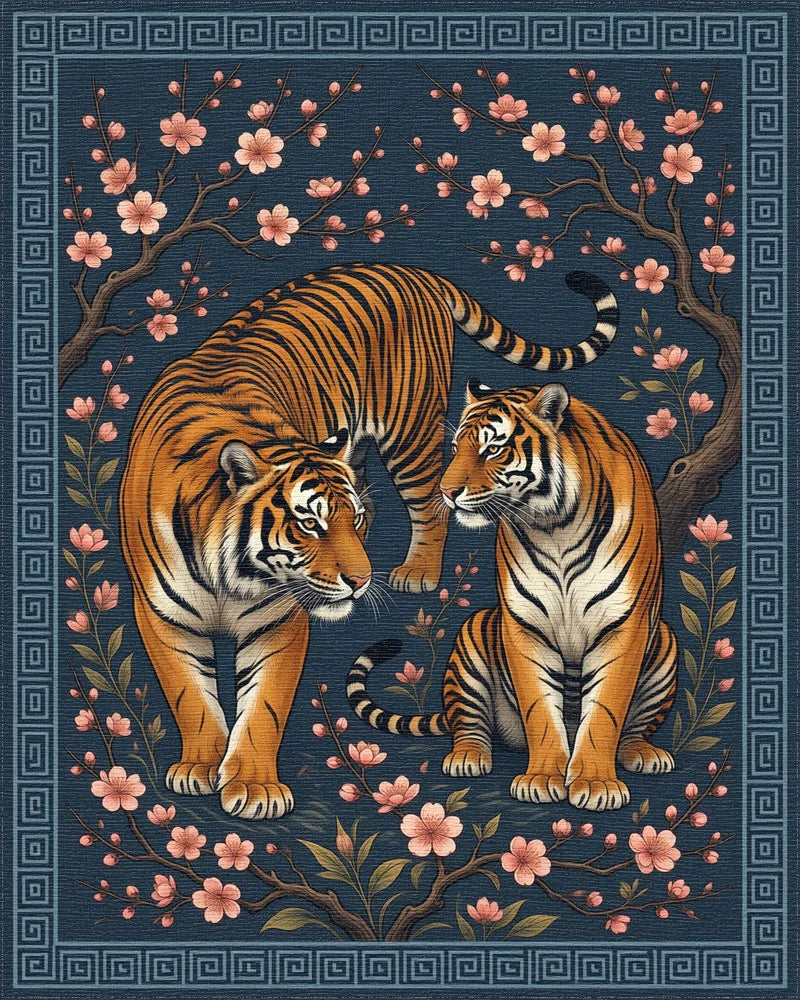 Tiger And Plum Blossom Slate Rug - cutout