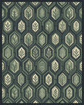 Minimalist Charcoal and Sage Hexagon Rug - cutout