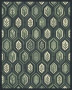 Minimalist Charcoal and Sage Hexagon Rug - cutout