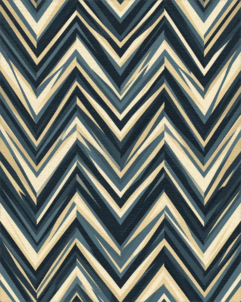 Charcoal Slate Blue Geometric Grid Rug - cutout