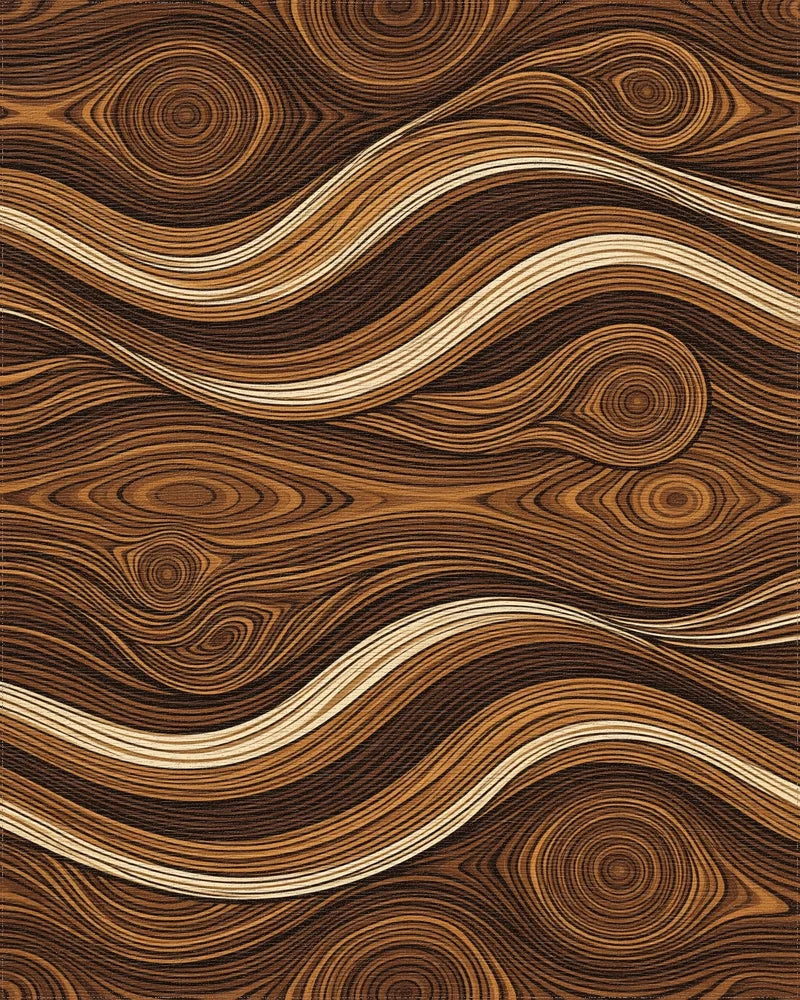Walnut Grain Flowing Linear Rug - cutout