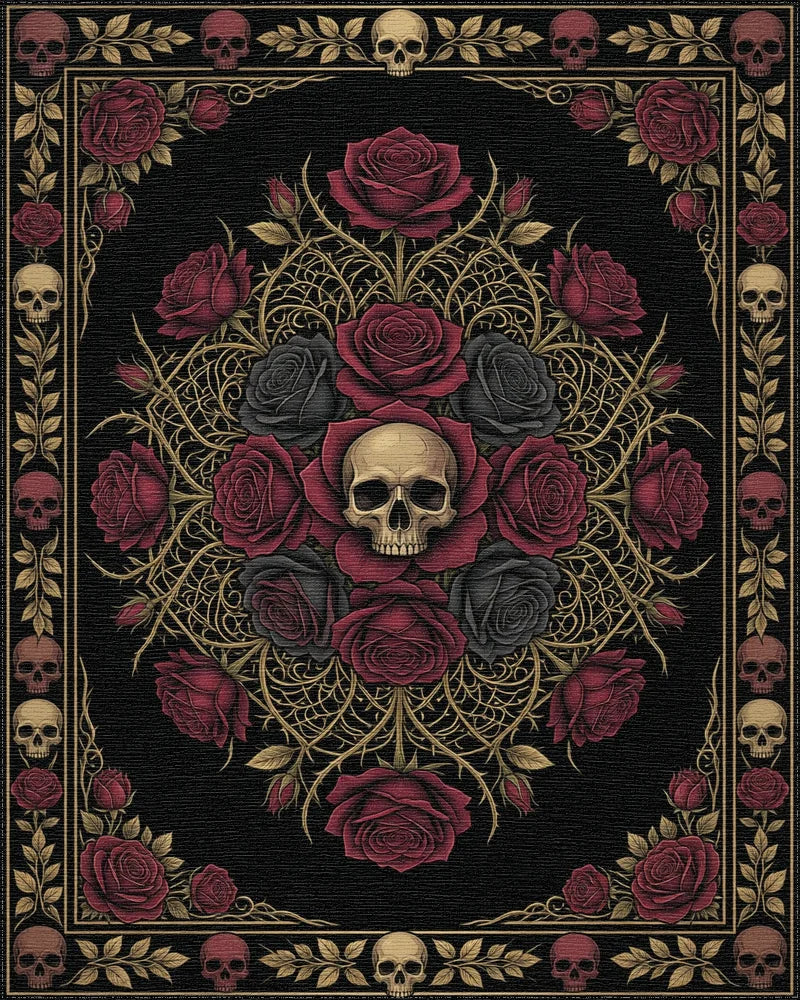 Maroon Black Gold Rug - cutout