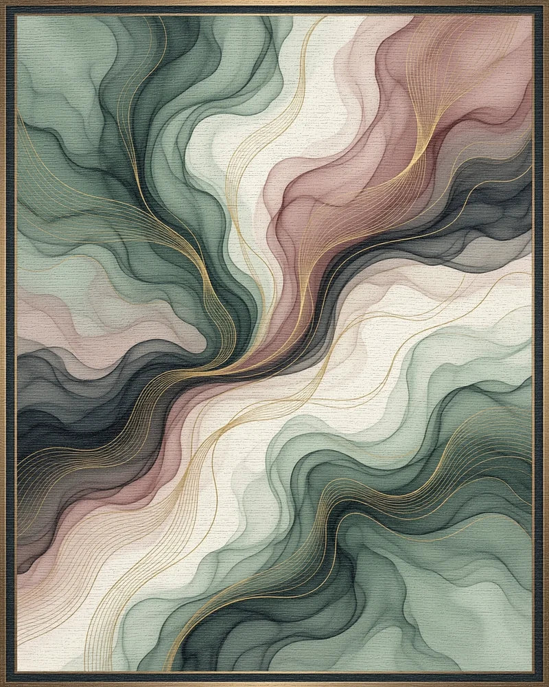 Abstract Fluid Sage Rose Rug - cutout