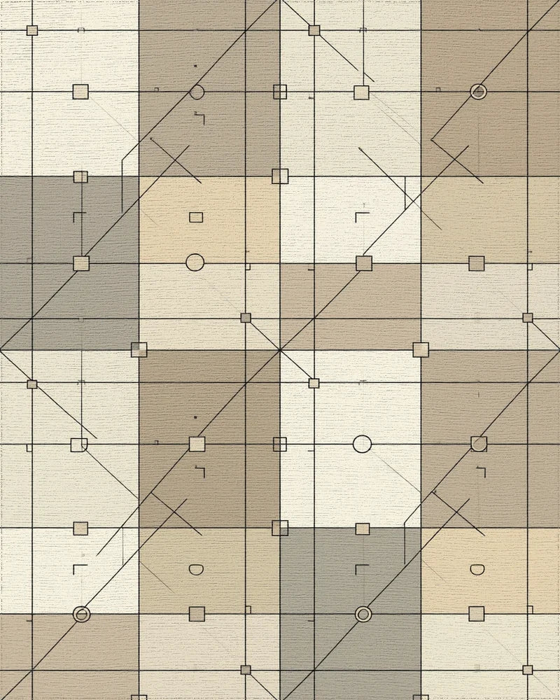 Neutral Geometric Grid Accent Rug - cutout