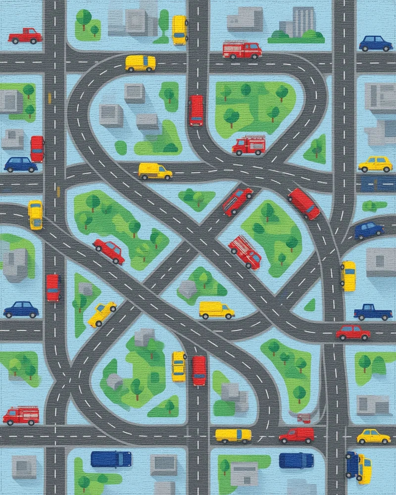 Modern Road Map Activity Rug - cutout