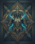 Midnight Blue Gold Medallion Regalia Rug - cutout