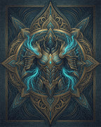 Midnight Blue Gold Medallion Regalia Rug - cutout