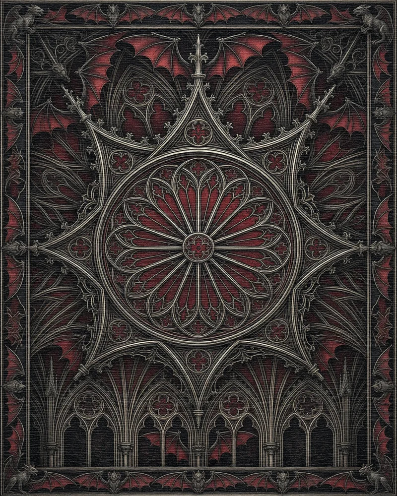 Red Black Silver Rug - cutout
