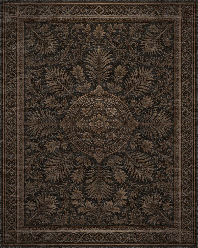 Brown Floral Geometric Rug - cutout