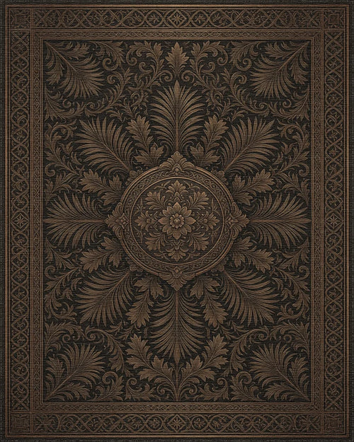 Brown Floral Geometric Rug - cutout