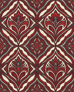 Modern Scarlet Abstract Floral Rug - cutout