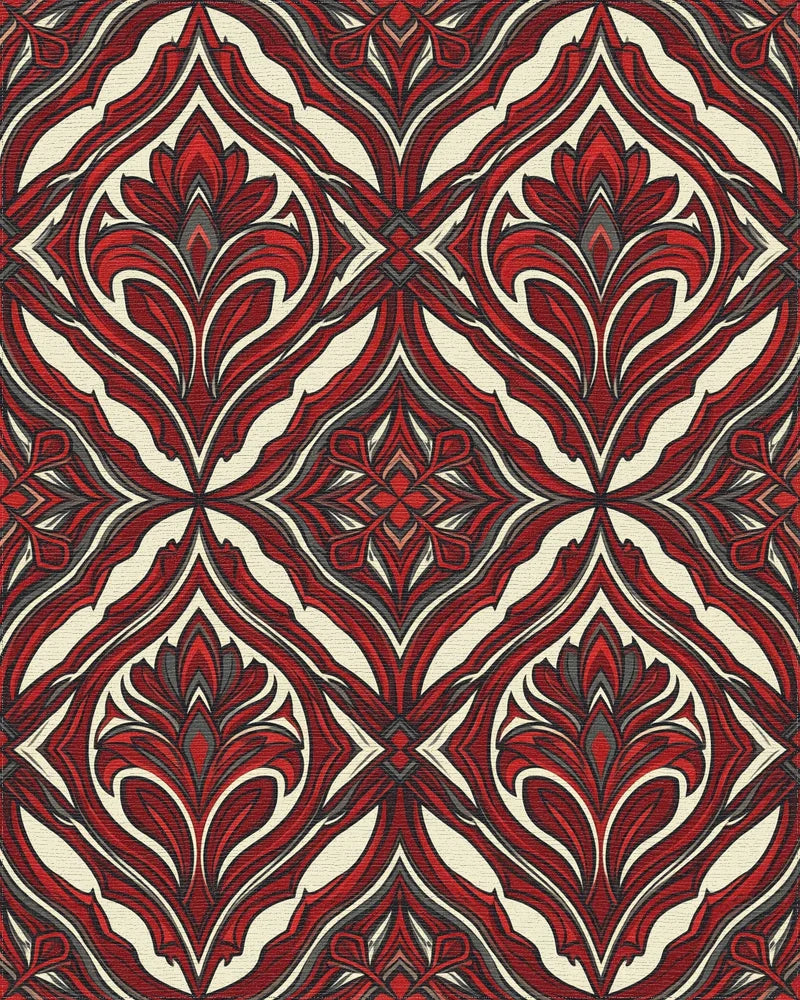 Modern Scarlet Abstract Floral Rug - cutout