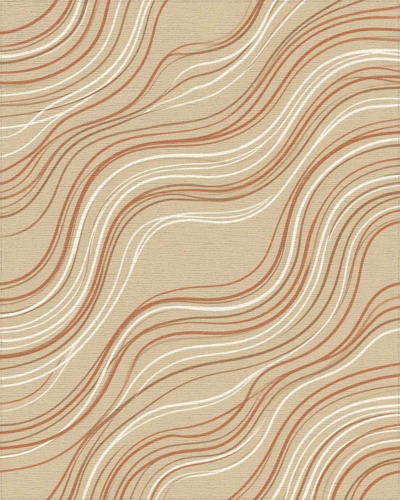 Sand And Terracotta Organic Curve Rug - cutout