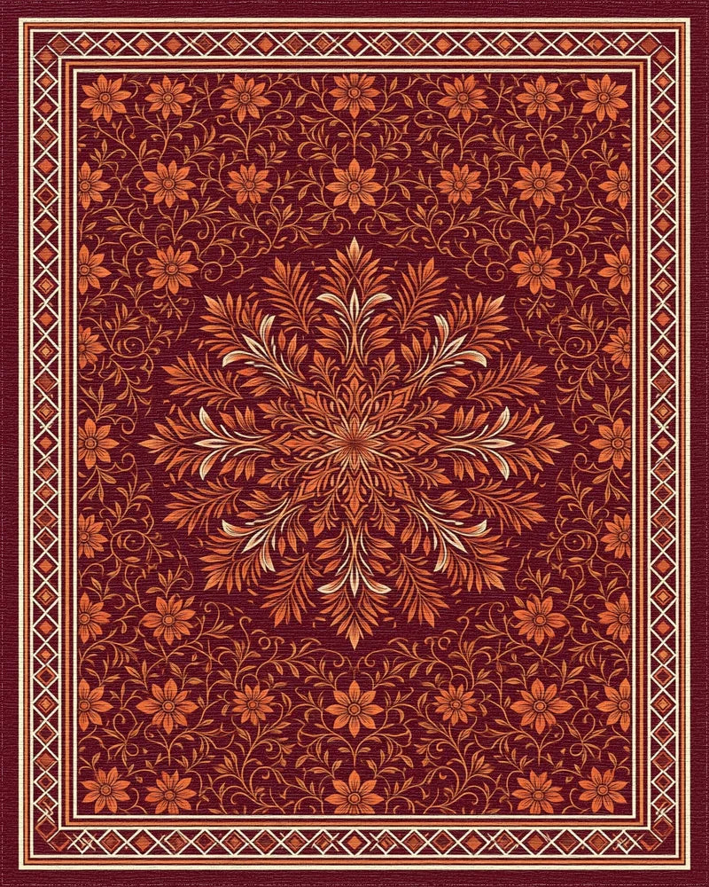 Crimson Orange Coral Rug - cutout