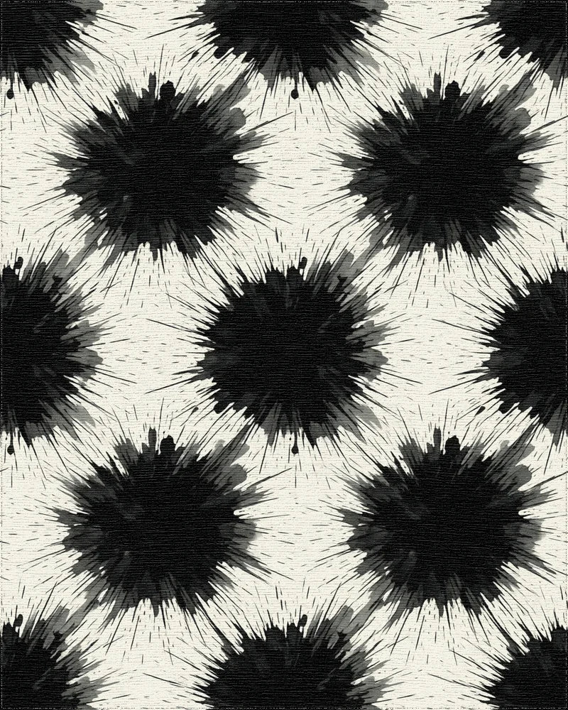 White Black Abstract Rug - cutout