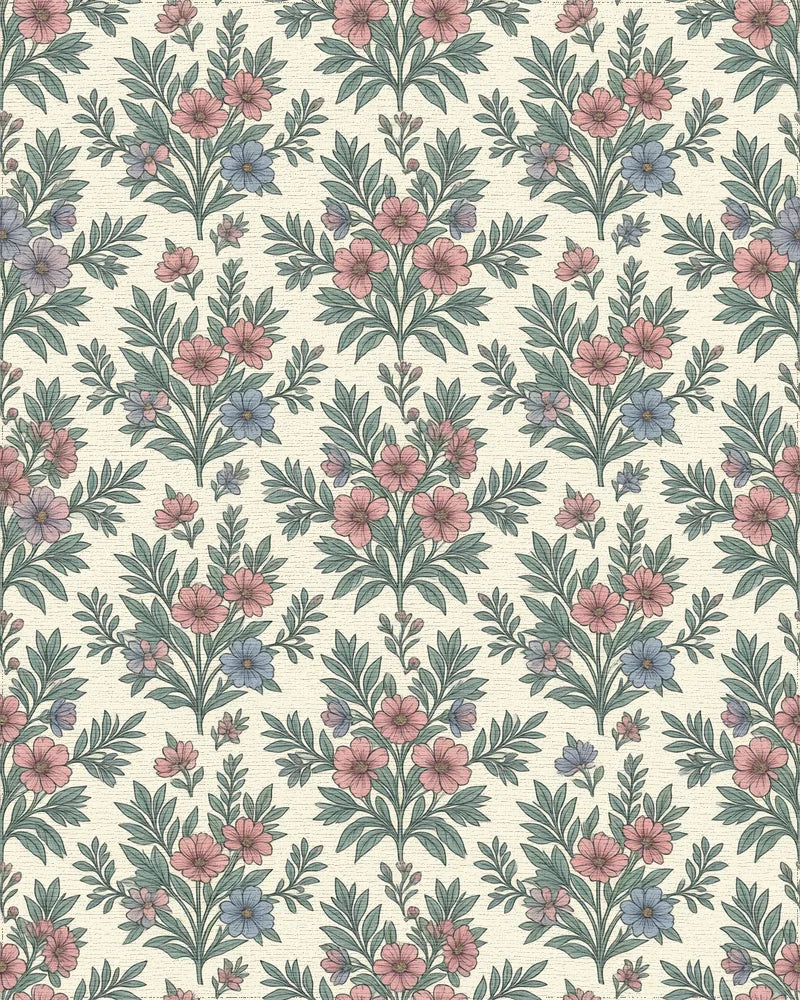 White Floral Vintage Rug - cutout