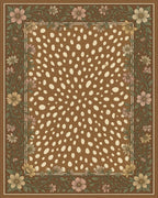 Cream Brown Green Rug - cutout