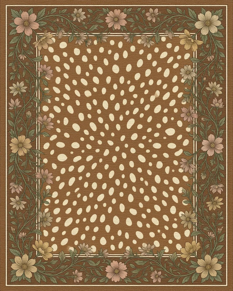 Cream Brown Green Rug - cutout