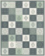 Green White Geometric Rug - cutout
