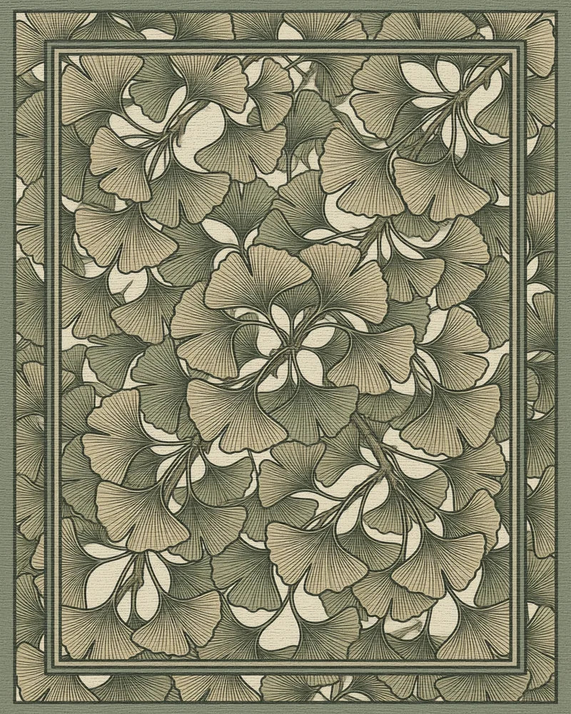 Green Traditional Floral Rug - cutout
