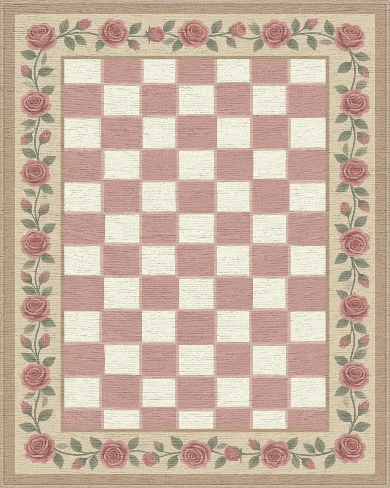 White Beige Green Rug - cutout