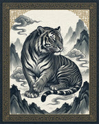 Charcoal Tiger Mountain Ink Area Rug - cutout