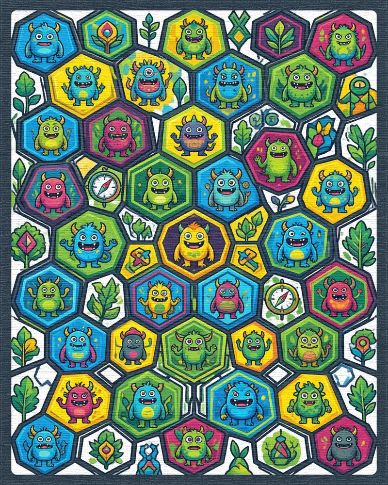 Whimsical Hexagonal Adventure Map Rug - cutout