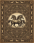 Galloping Horse Monochromatic Medallion Rug - cutout