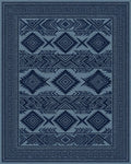 Structured Indigo Geometric Tribal Rug - cutout