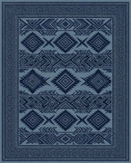 Structured Indigo Geometric Tribal Rug - cutout